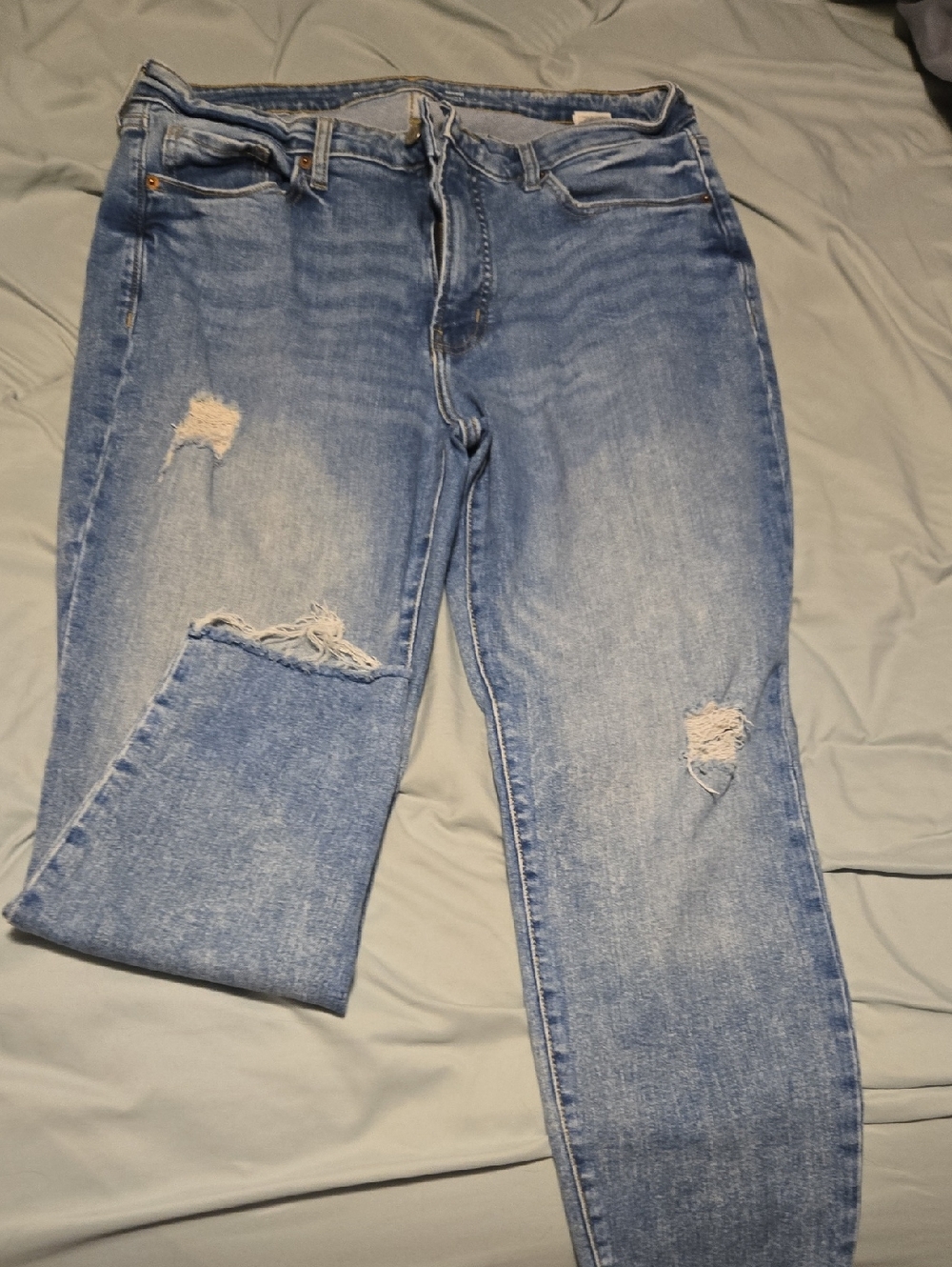 Old Navy Light Blue Highrise Straight 14 Short  Ripped Jeans